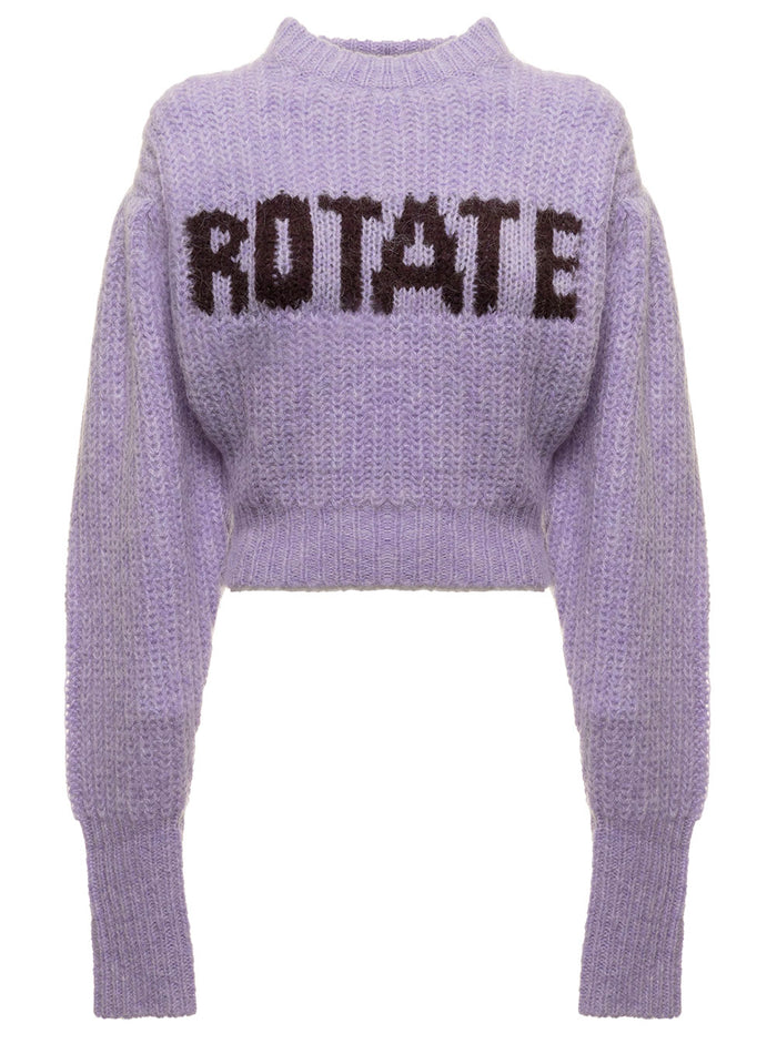 Adley Lilac Merino Wool Sweater With Logo Rotate Woman Violet Jersey