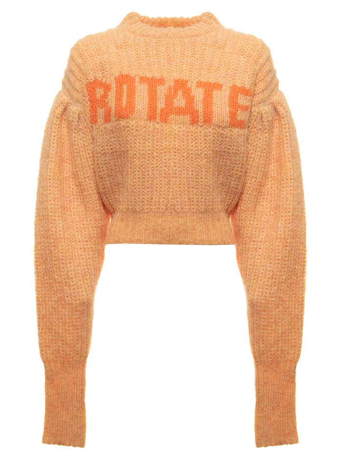 Adley Orange Merino Wool Sweater With Logo Rotate Woman Jersey