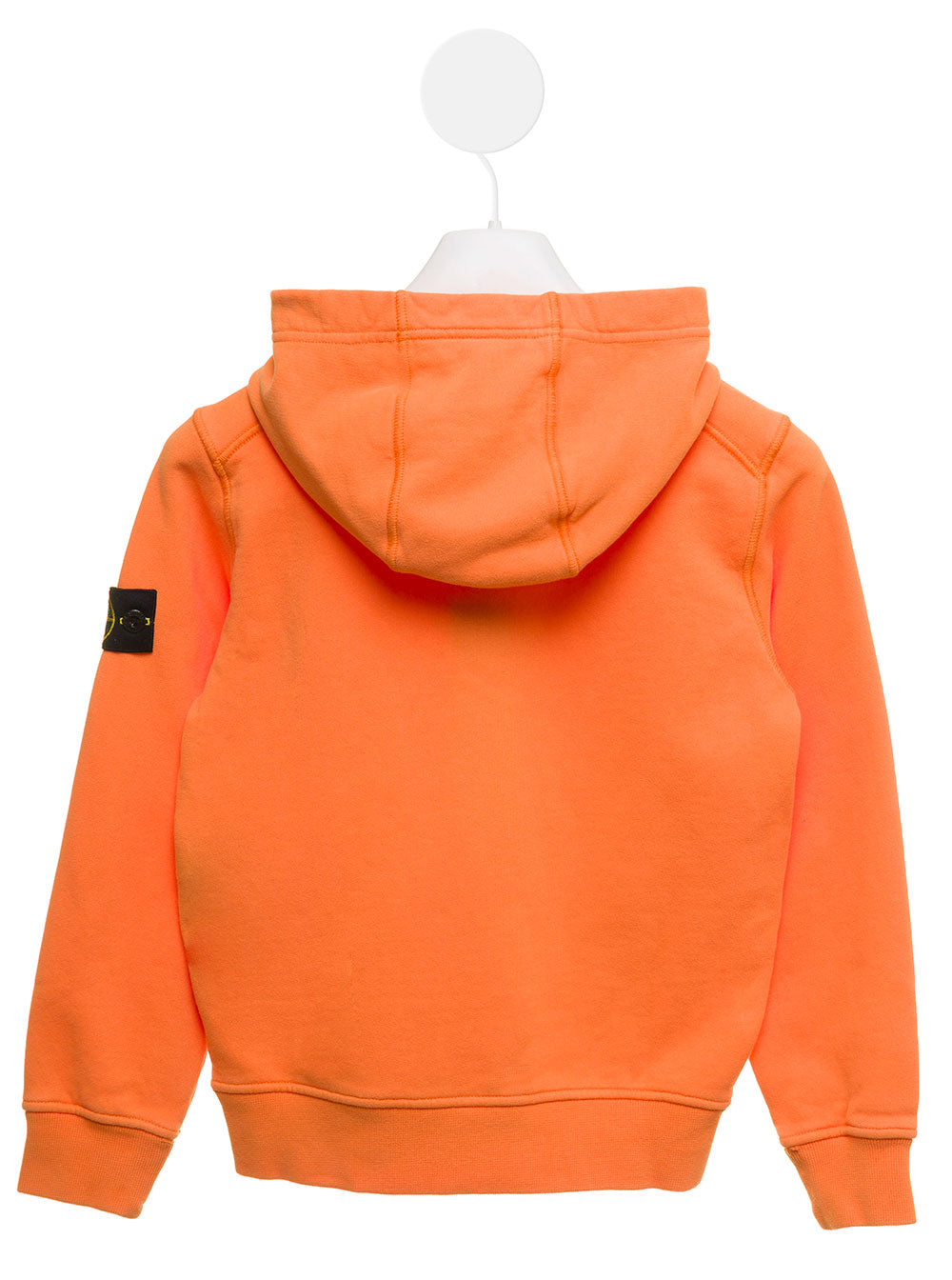 Orange Cotton Hoodie With Logo Stone Island Kids Boy Sweatshirts