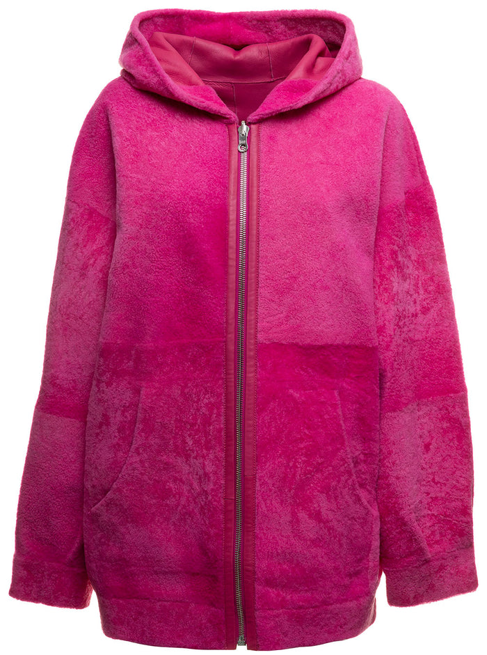 Marien Pink Reversible Coat Arma Woman Fuxia Sheep Shearling Jackets And Furs