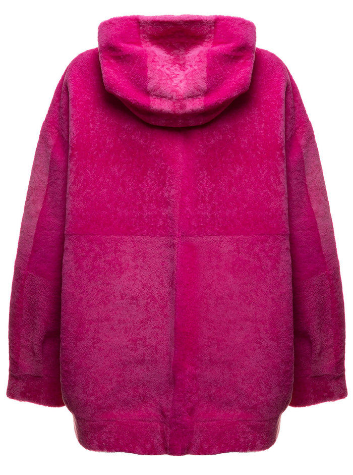 Marien Pink Reversible Coat Arma Woman Fuxia Sheep Shearling Jackets And Furs