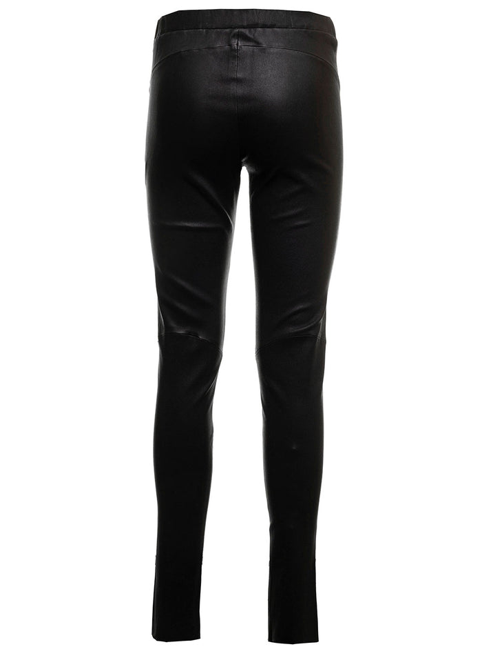 Nos Roche Black Stretch Leather Leggings Arma Woman Lamb Trousers