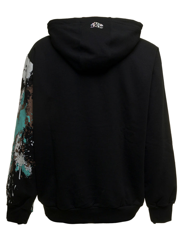 Black Jersey Hoodie With Logo And Splash Detail Barrow Man Cotton Sweatshirts