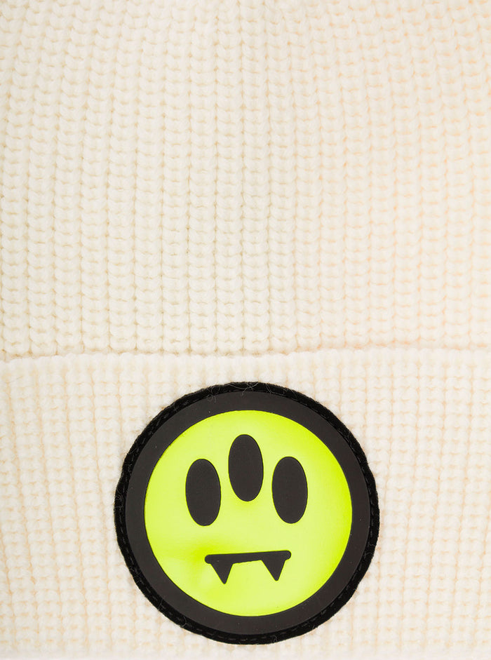 White Wool Hat With Logo Barrow Man Acrylic And Gloves