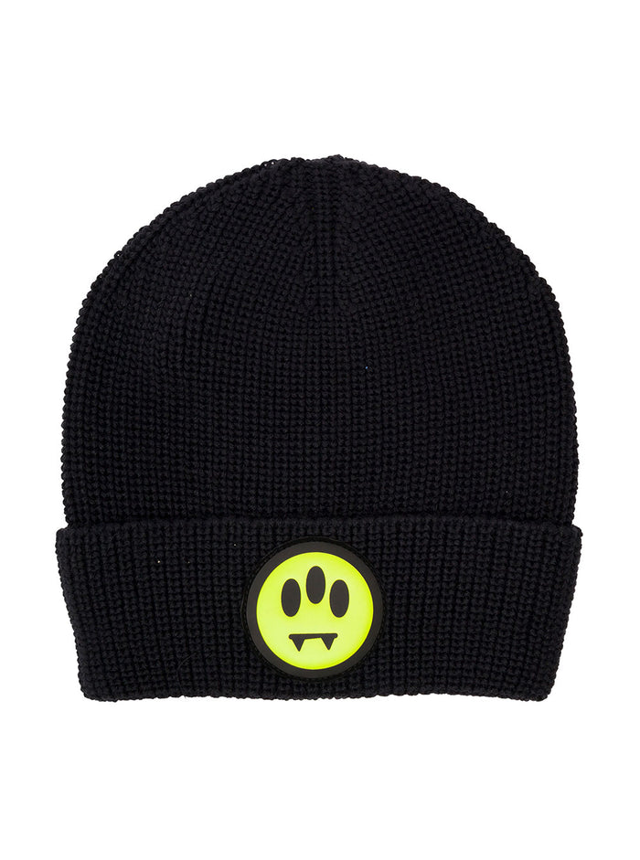 Black Wool Hat With Logo Barrow Man Acrylic And Gloves