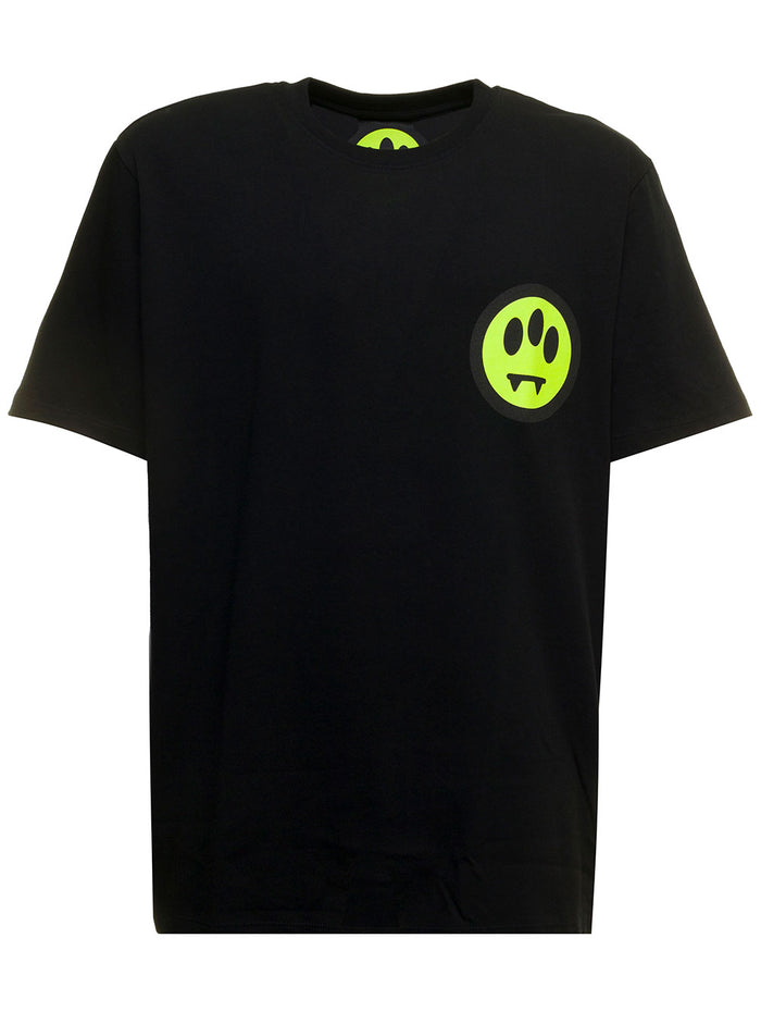 Barrown Mans Black Cotton T-Shirt With Logo Print Tshirts And Polo Shirts