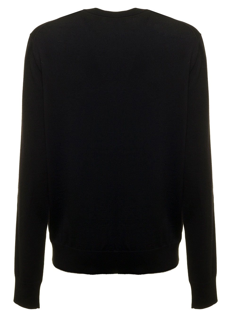 Dolce & Gabbana Man Black Wool Sweater With Logo Polyester Virgin Jersey
