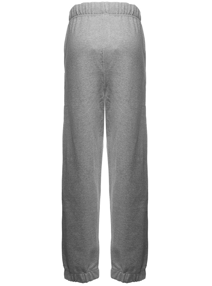 Grey Fleece Cotton Joggers With Contrasting Logo Embroidery Ganni Woman Trousers
