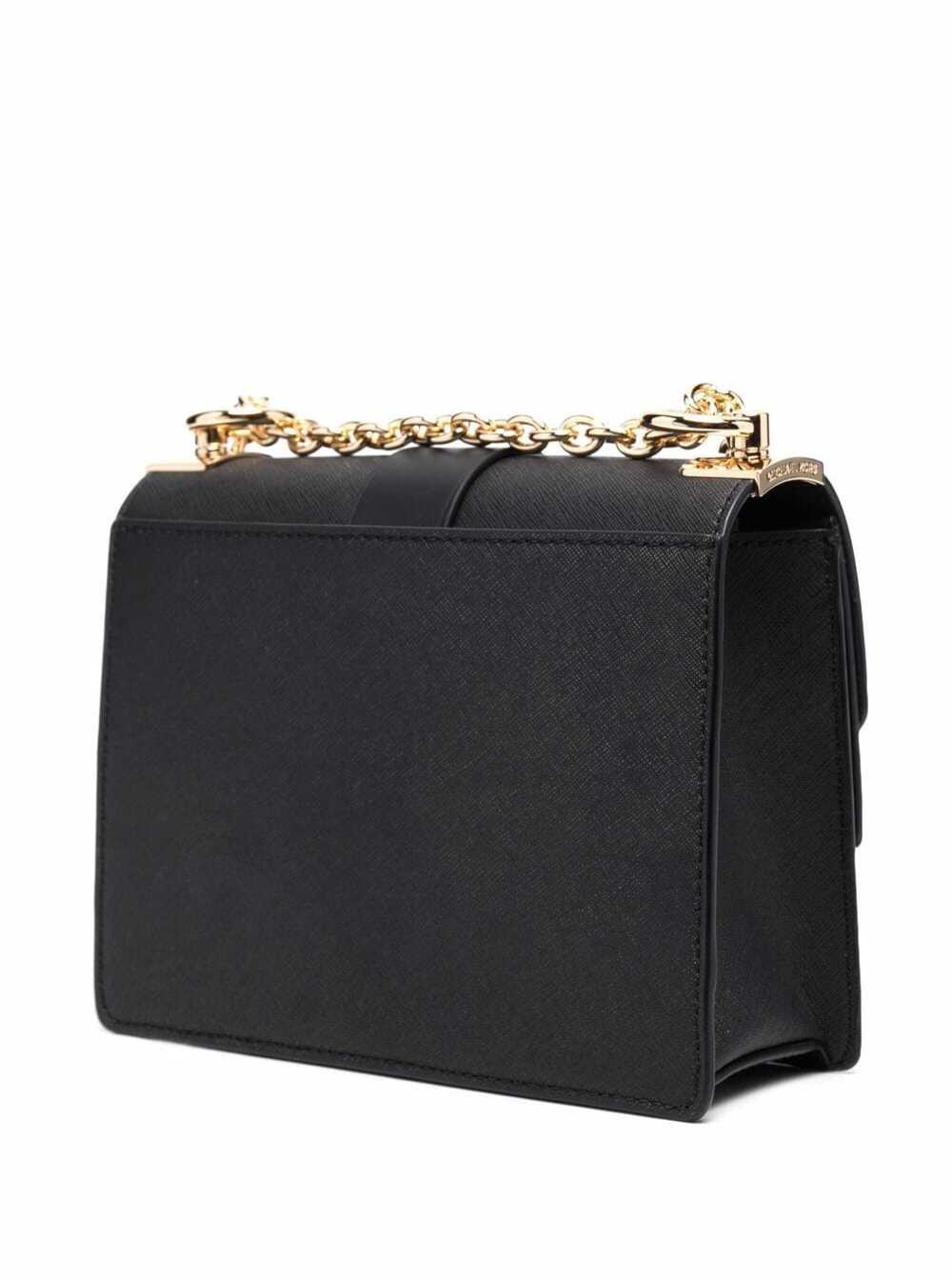 Greenwich Black Saffiano Leather Shoulder Bag Gold-Colored Details Plate With Logo M Michael Kors Cow Crossbody