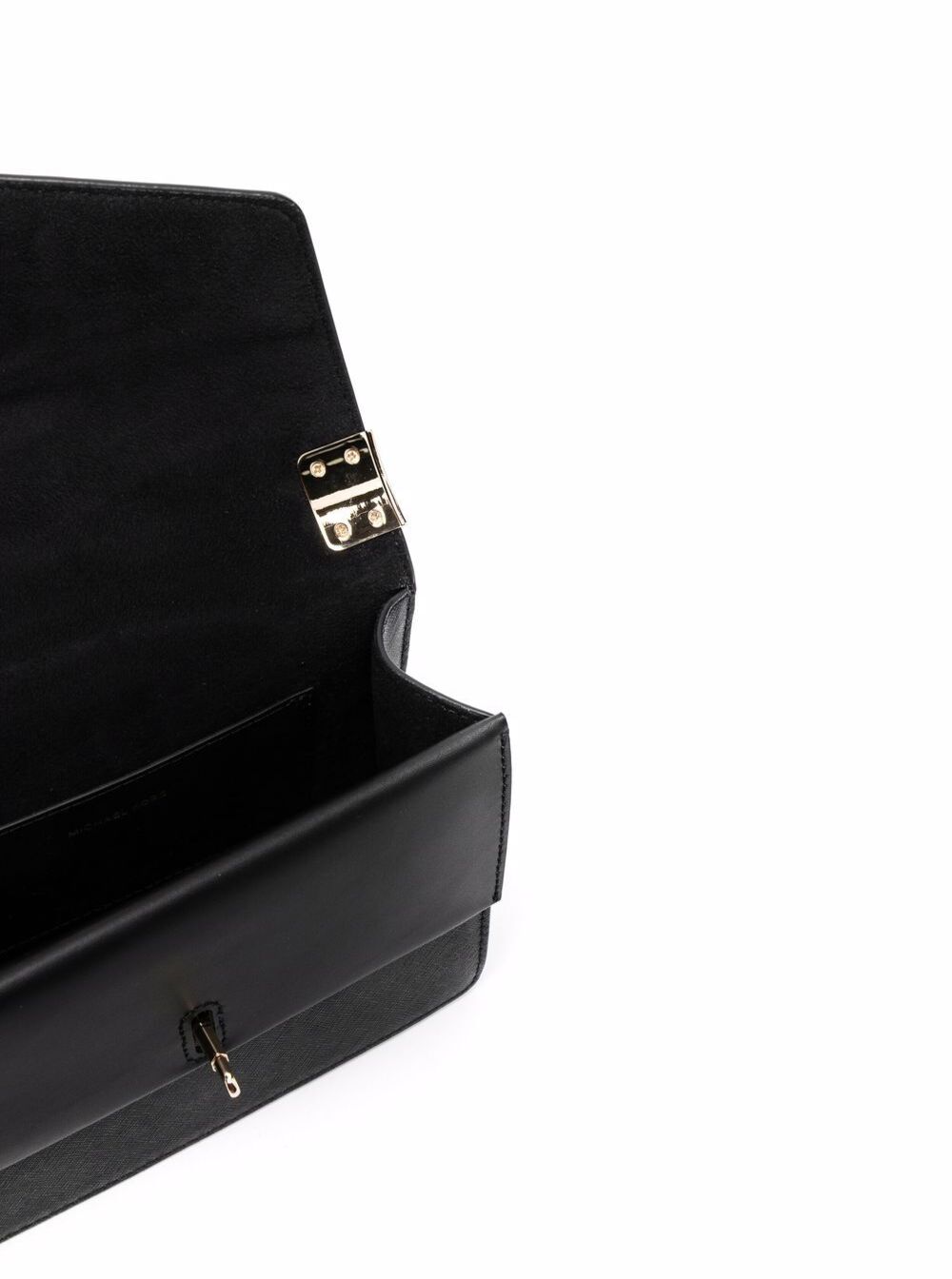Greenwich Black Saffiano Leather Shoulder Bag Gold-Colored Details Plate With Logo M Michael Kors Cow Crossbody