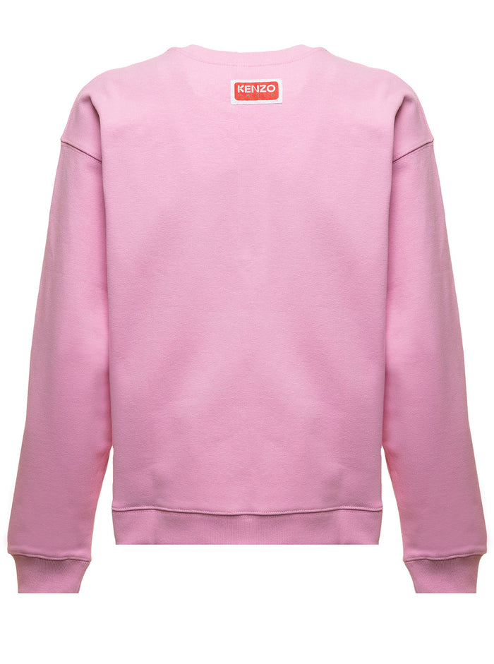 Pink Sweatshirt Jersey With Constrastin Logo Print Kenzo Woman Cotton Elastane Sweatshirts