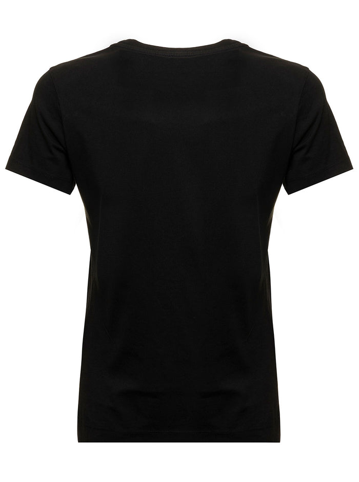 Black T-Shirt Jersey With Applied Logo Crest To The Chest Kenzo Woman Cotton Tshirts And Polo Shirts