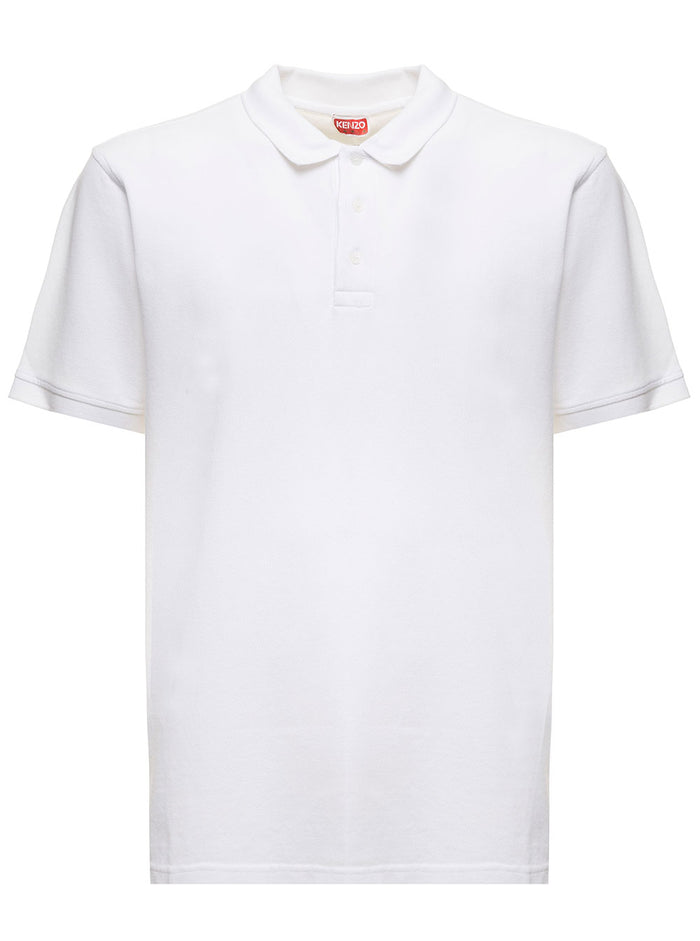 Black Polo Shirt Piquet With Broke Flower Crest Embroidey To The Ches Kenzo Man White Cotton Tshirts And