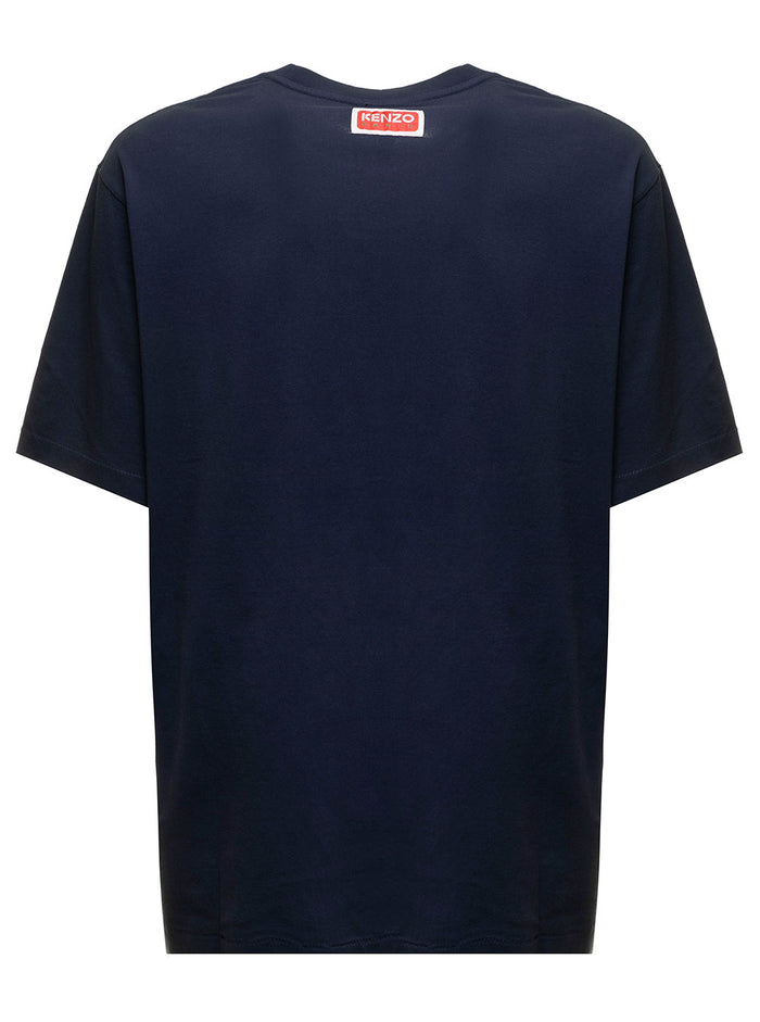 Blue T-Shirt Jersey With Broke Flower Print Kenzo Man Blu Cotton Tshirts And Polo Shirts