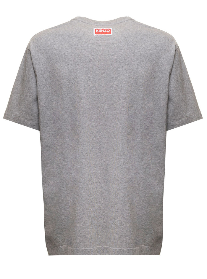 Grey T-Shirt Jersey With Broke Flower Print Kenzo Man Cotton Tshirts And Polo Shirts