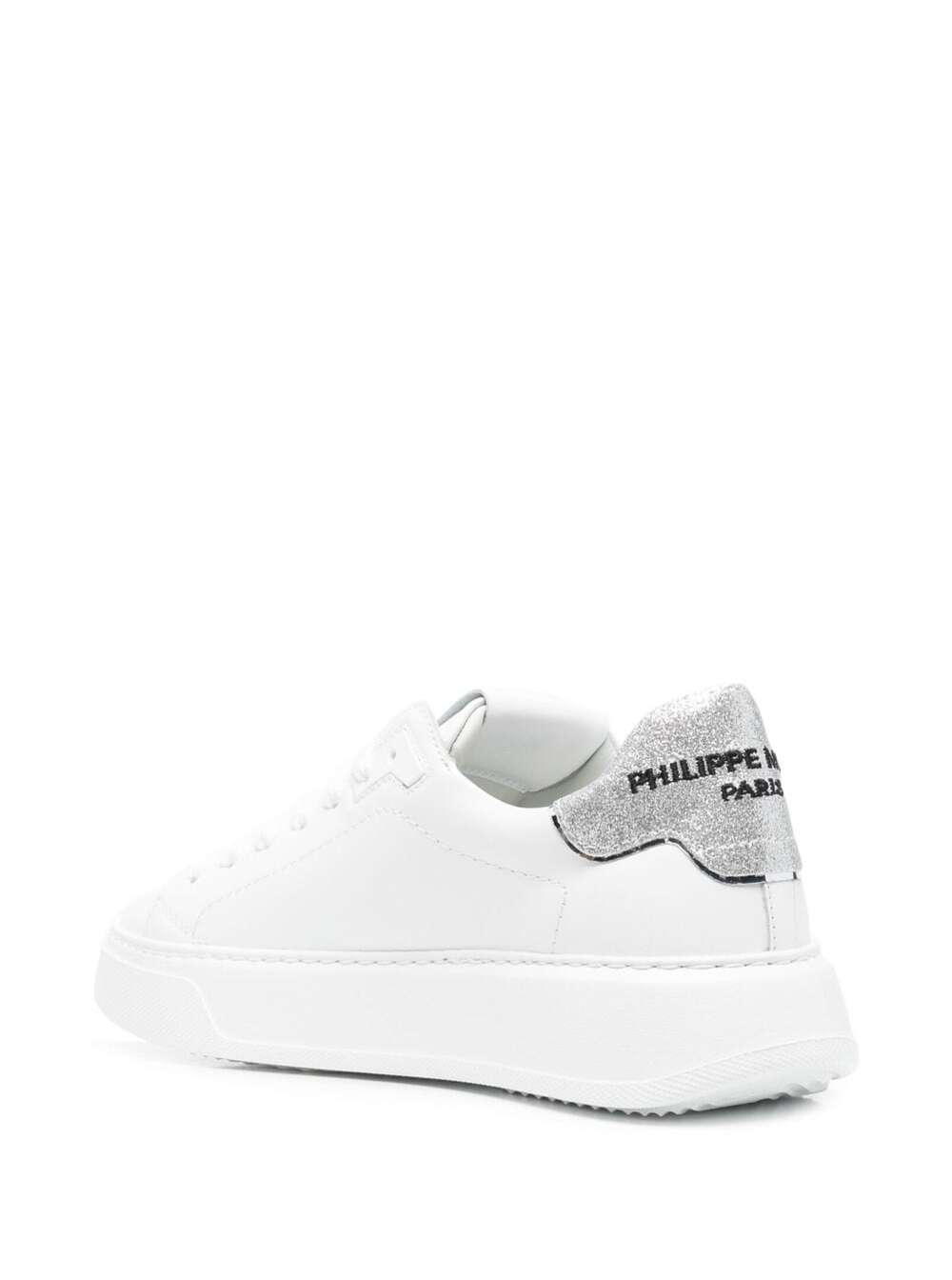 Temple Low Sneakers White And Silver Leather Calf Nylon