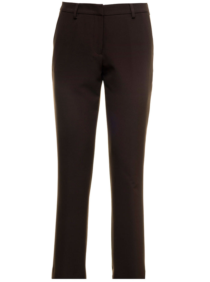 Jane Camel Brown Trousers Stretch Tricotine Pt Woman Beige Polyester Elastane