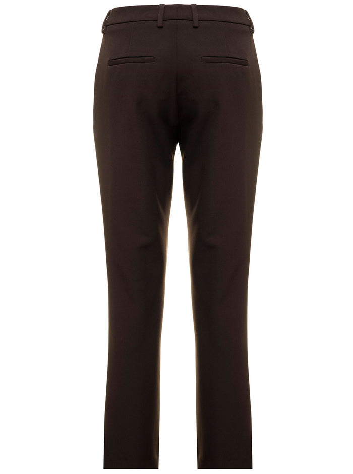 Jane Camel Brown Trousers Stretch Tricotine Pt Woman Beige Polyester Elastane