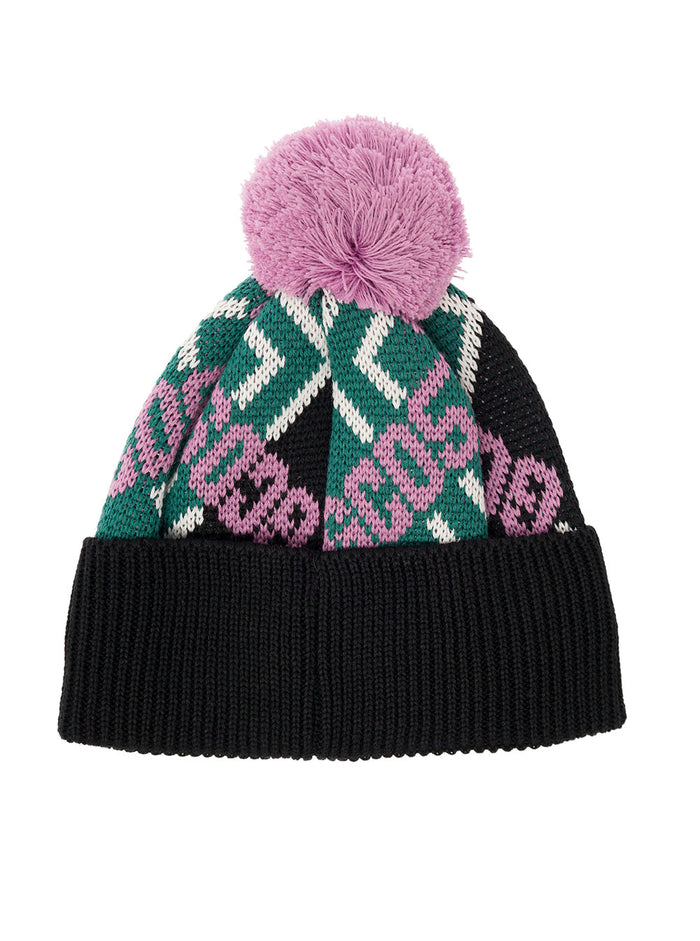 Multicoloured Beanie Jacquar Knit With Allover Logo And Pom Gcds Man Lana Acrilico Hats Gloves