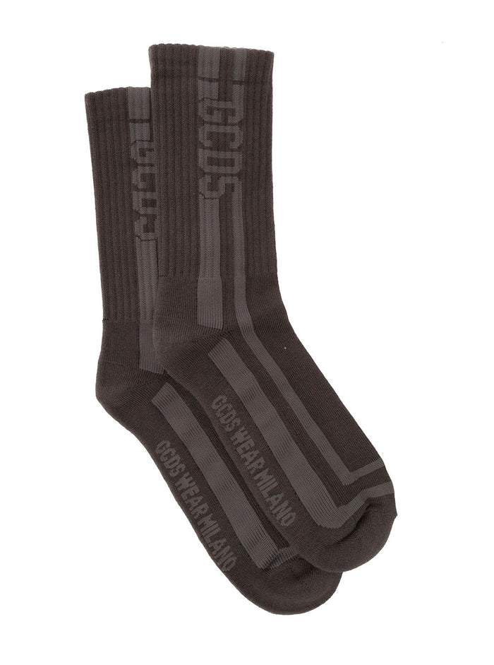 Black Socks Jacquard Yarn With Tonal Logo Gcds Man Pc Wp Wo Vi Underwear