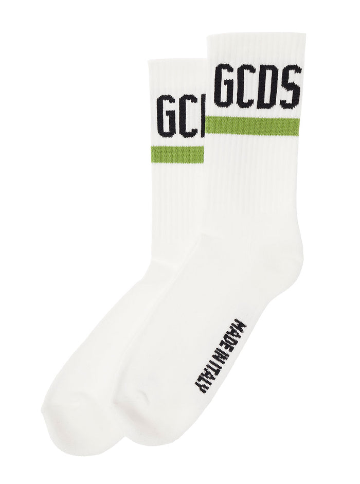 White Socks Terry Cloth With Logo And Contrasting Details Gcds Man Underwear