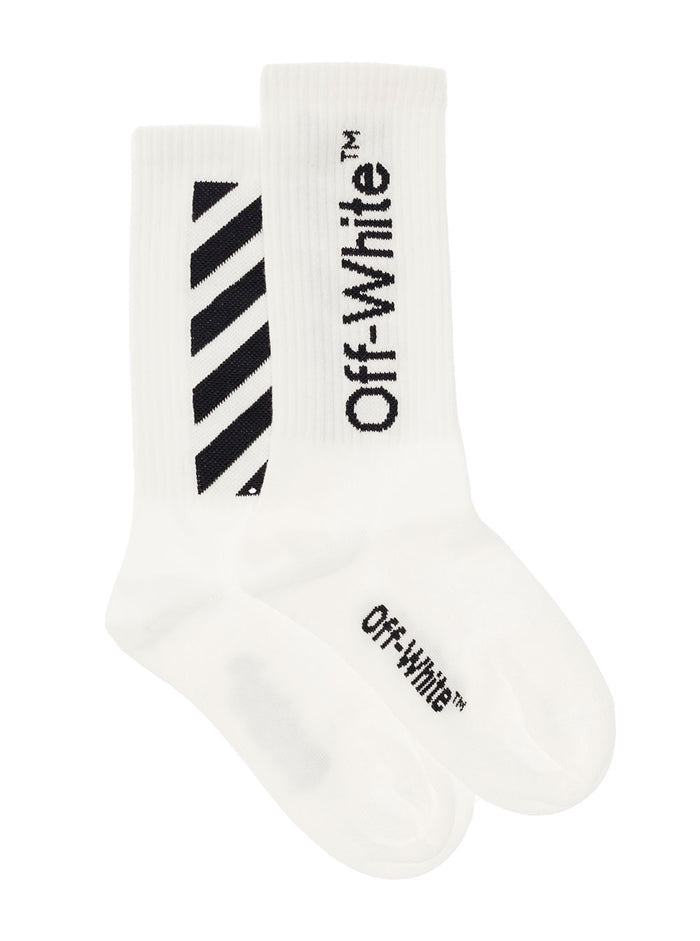 White Socks Terry Cloth With Contrasting Jacquard Diag And Logo Pattern Off-White Kids Cotton Polyamide Elastan Scarfs Foulards