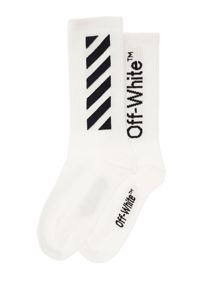White Socks Terry Cloth With Contrasting Jacquard Diag And Logo Pattern Off-White Kids Cotton Polyamide Elastan Scarfs Foulards