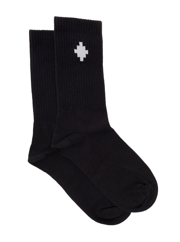 Black Socks Terry With Jacquard Logo Marcelo Burlon Kids Cotone Poliammide Underwear