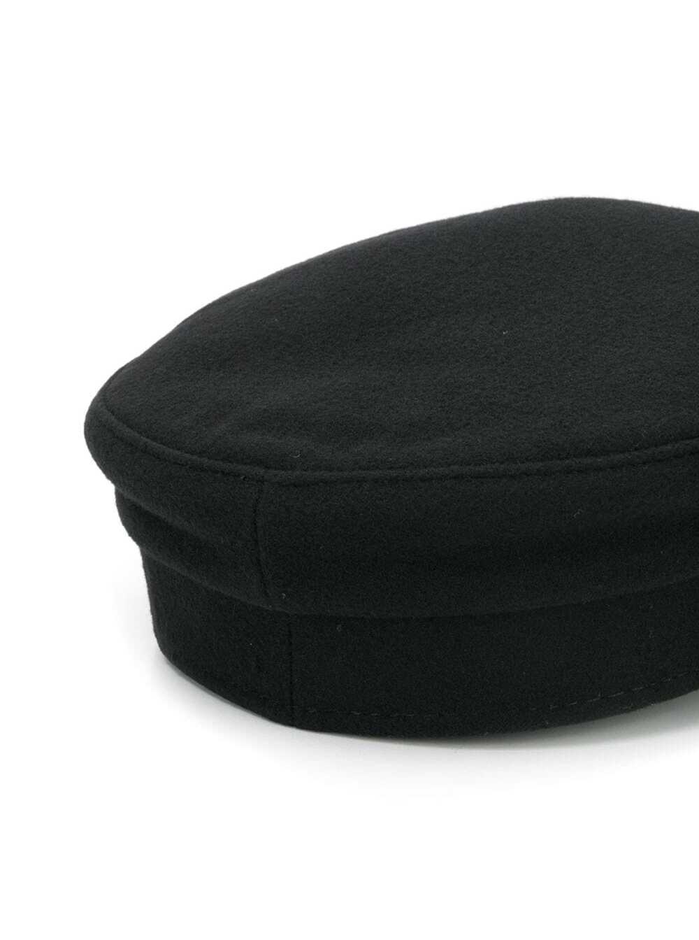 Black Wool Baker Boy Hat With Logo And Gloves