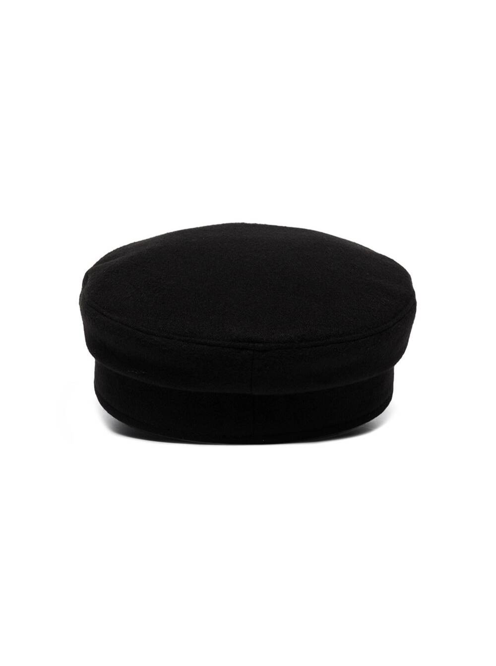 Black Wool Baker Boy Hat With Logo And Gloves