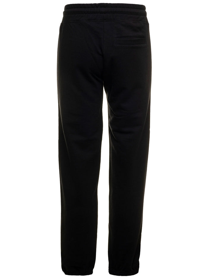 Black Joggers Fleece Cotton With Contrast Logo Embroidery Gcds Man Trousers