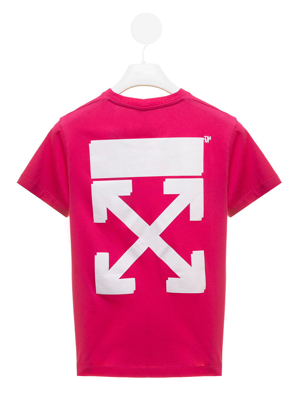 Off White Kids Girls Fuchsia Rubber Arrow T-Shirt Fuxia Cotton Tshirts And Polo Shirts