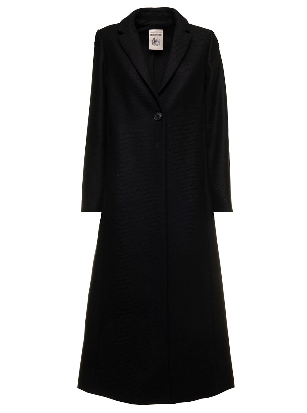 Oriana Black Coat Wool Twill Semicouture Woman Virgin Polyamide