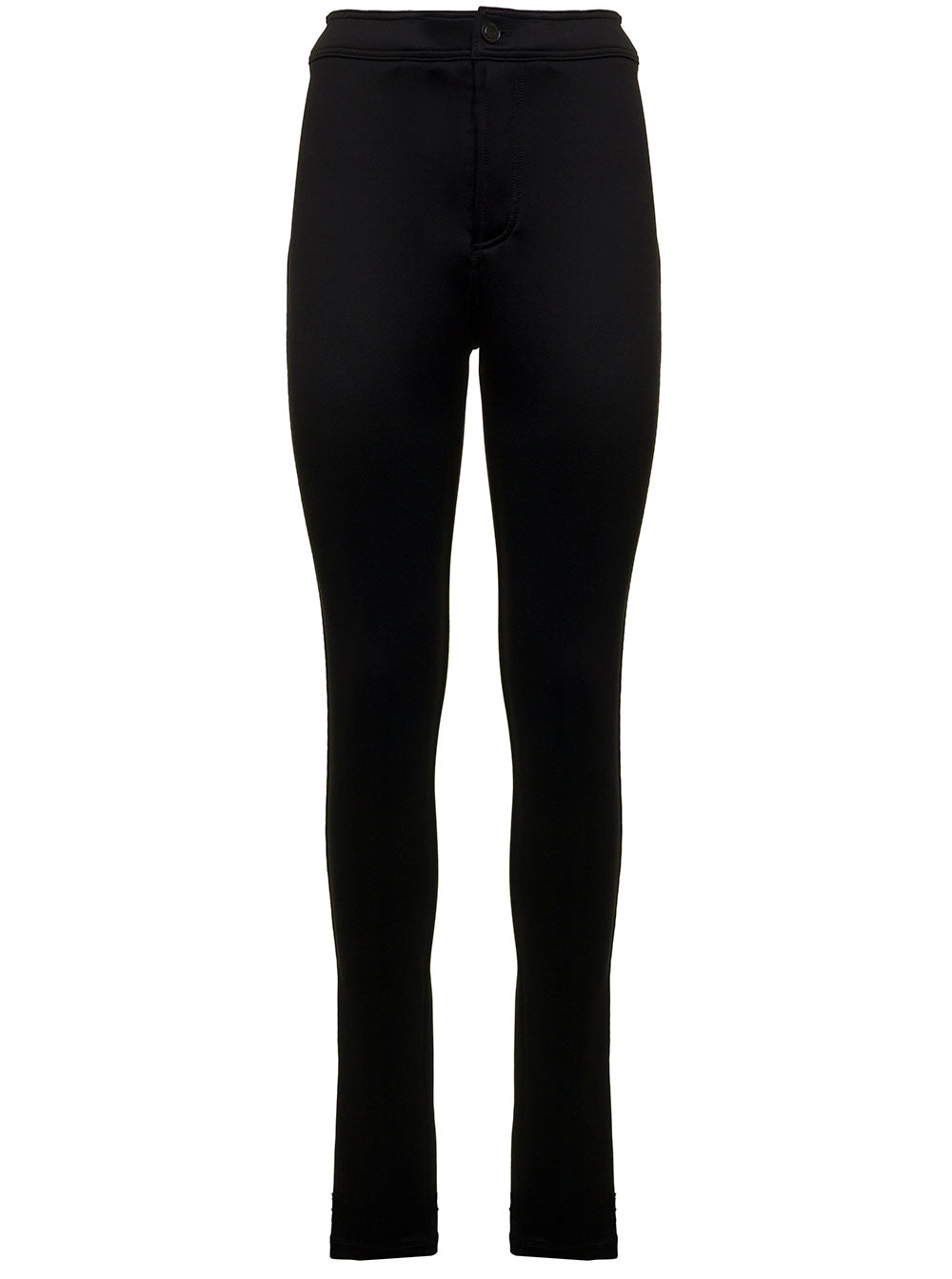 Saint Laurent Womans Black Slim Fit Jersey Pants Viscose Polyamide Trousers