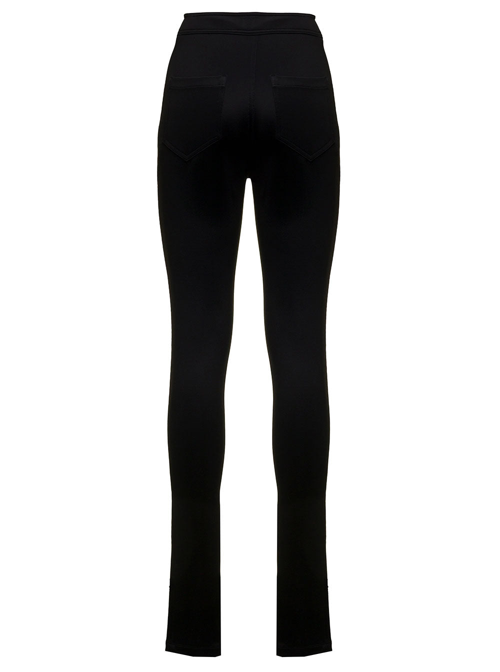 Saint Laurent Womans Black Slim Fit Jersey Pants Viscose Polyamide Trousers