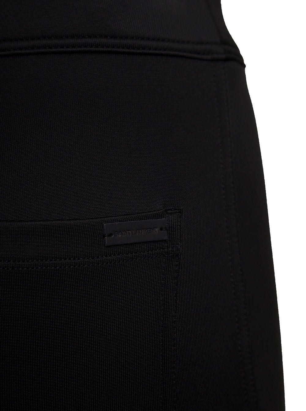 Saint Laurent Womans Black Slim Fit Jersey Pants Viscose Polyamide Trousers