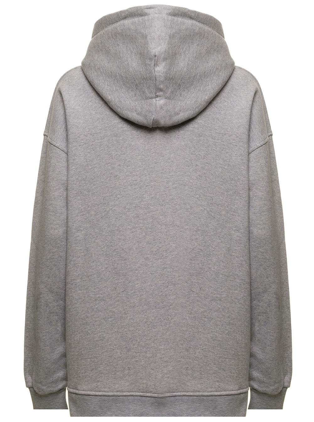 Grey Fleece Cotton Hoodie With Over Fit Ganni Woman Sweatshirts