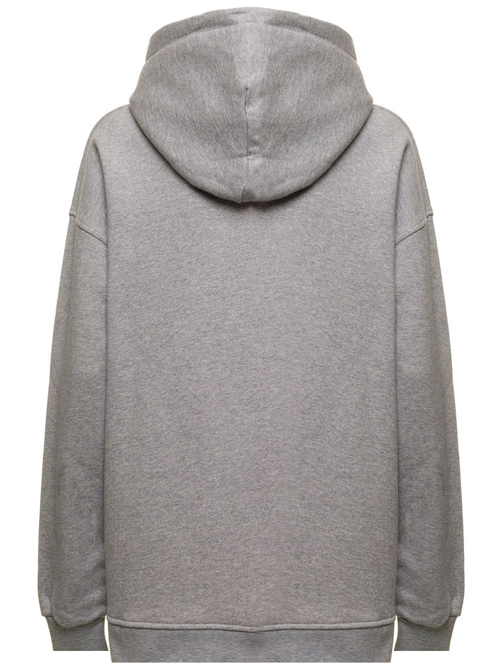 Grey Fleece Cotton Hoodie With Over Fit Ganni Woman Sweatshirts