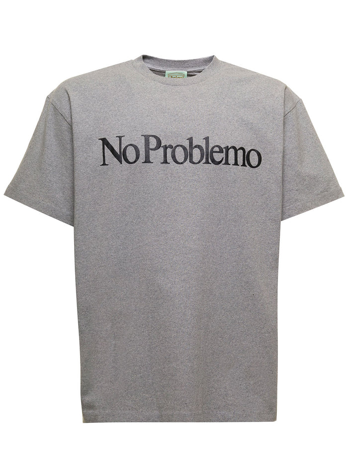Grey No Problemo T-Shirt Jersey Aries Man Cotton Tshirts And Polo Shirts