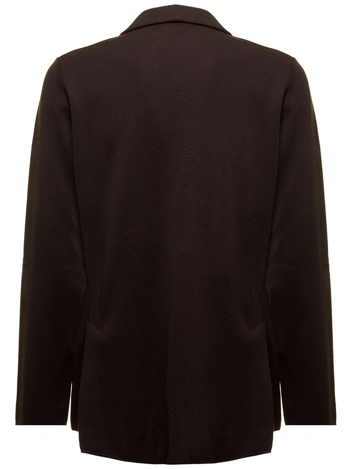 Single-Breasted Brown Blazer Punto Milano Knitted Wool Lardini Man Blazers