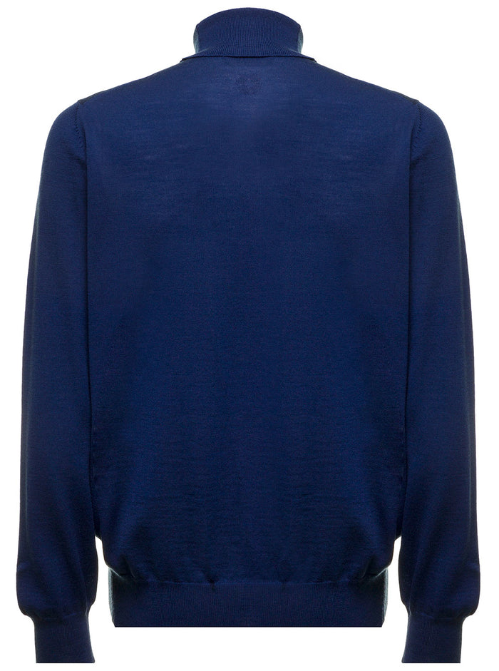Blue Turtleneck Wool Lardini Man Blu Jersey