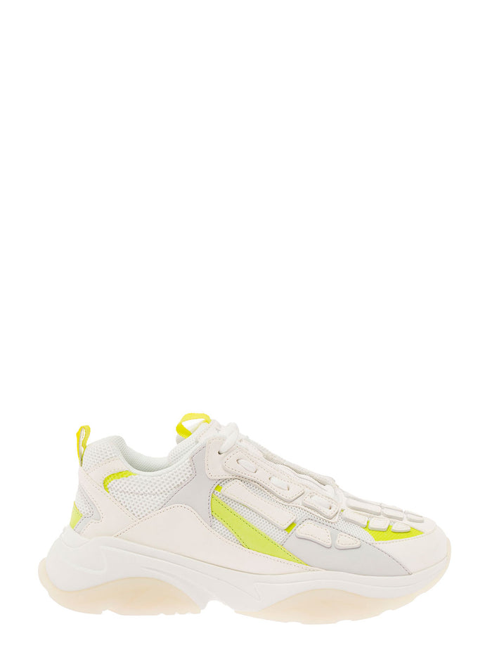 White Bone Runner Sneakers Suede And Mesh Wiith Fliuo Detail Amiri Man Leather