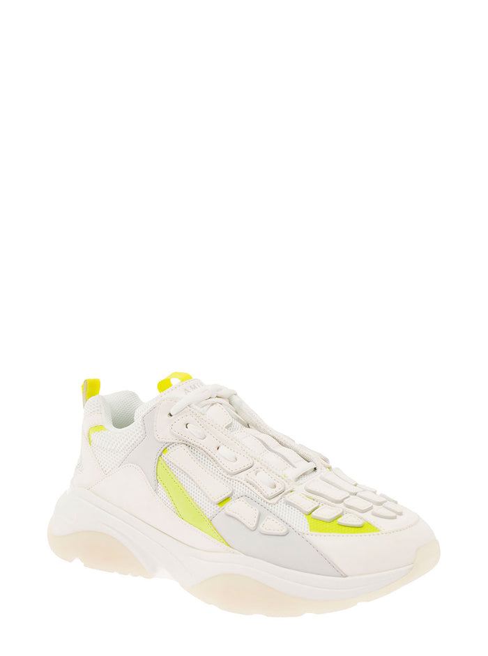 White Bone Runner Sneakers Suede And Mesh Wiith Fliuo Detail Amiri Man Leather