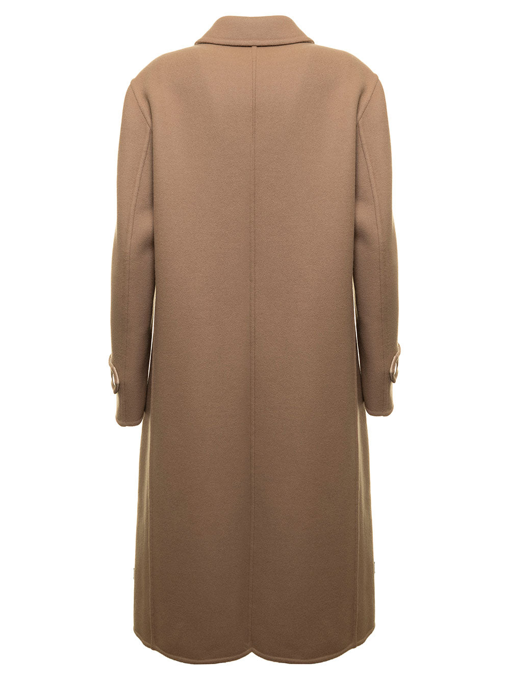 Beige Reversible Coat Gg Wool Gucci Woman Brown Silk
