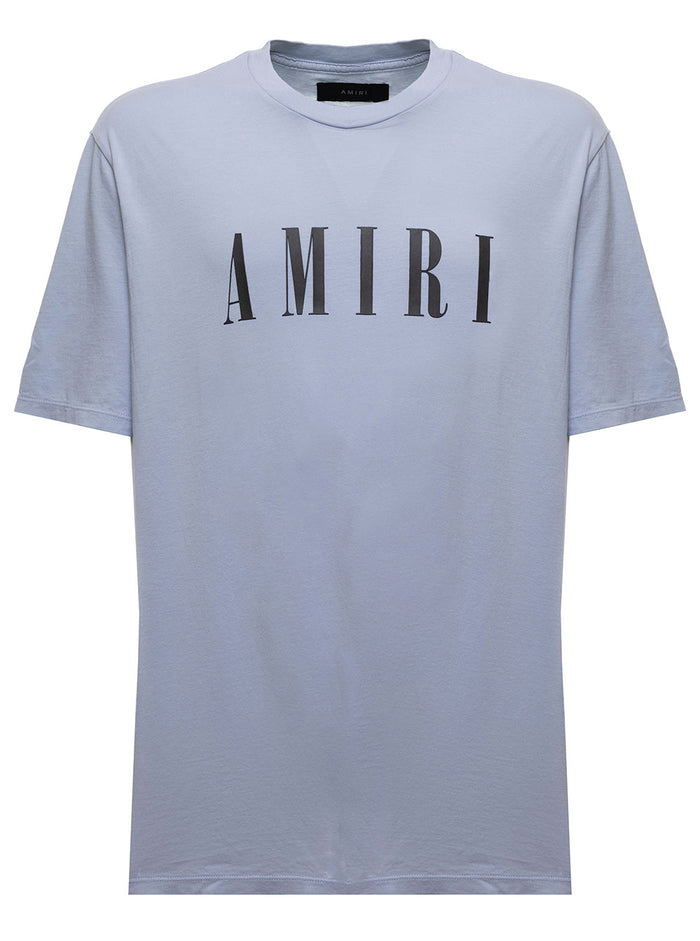 Dust Blue T-Shirt Jersey With Contrasting Core Logo Print To The Chest Amiri Man Blu Cotton Tshirts And Polo Shirts