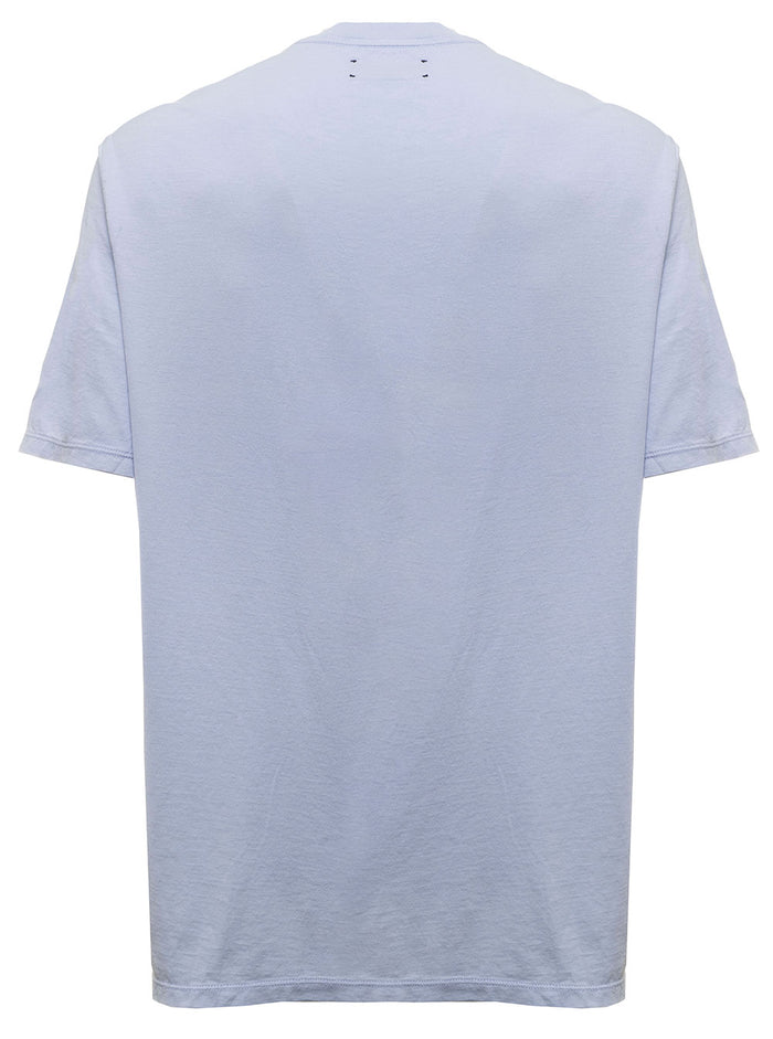 Dust Blue T-Shirt Jersey With Contrasting Core Logo Print To The Chest Amiri Man Blu Cotton Tshirts And Polo Shirts