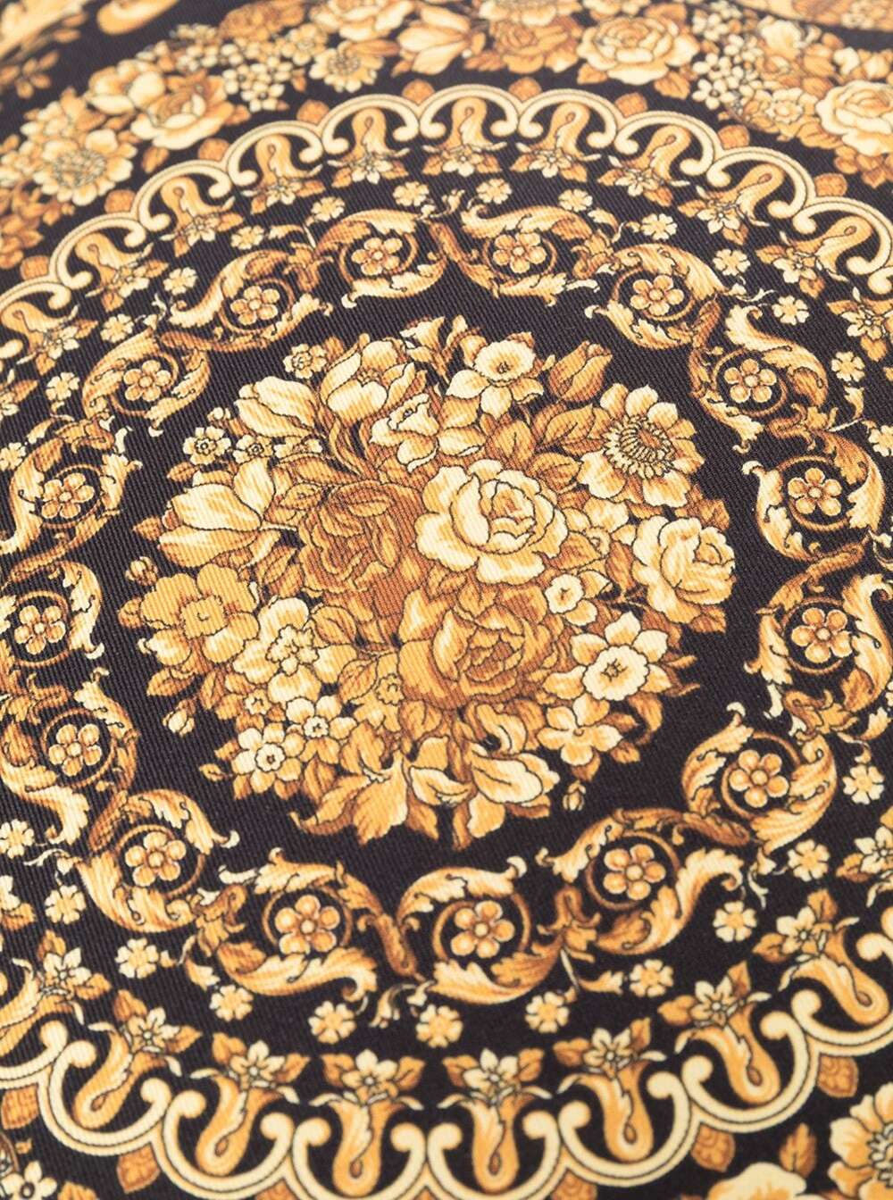 Gold, Black And White Pillow Silk Synthetic Fibers With Baroque Print Yellow Cushions