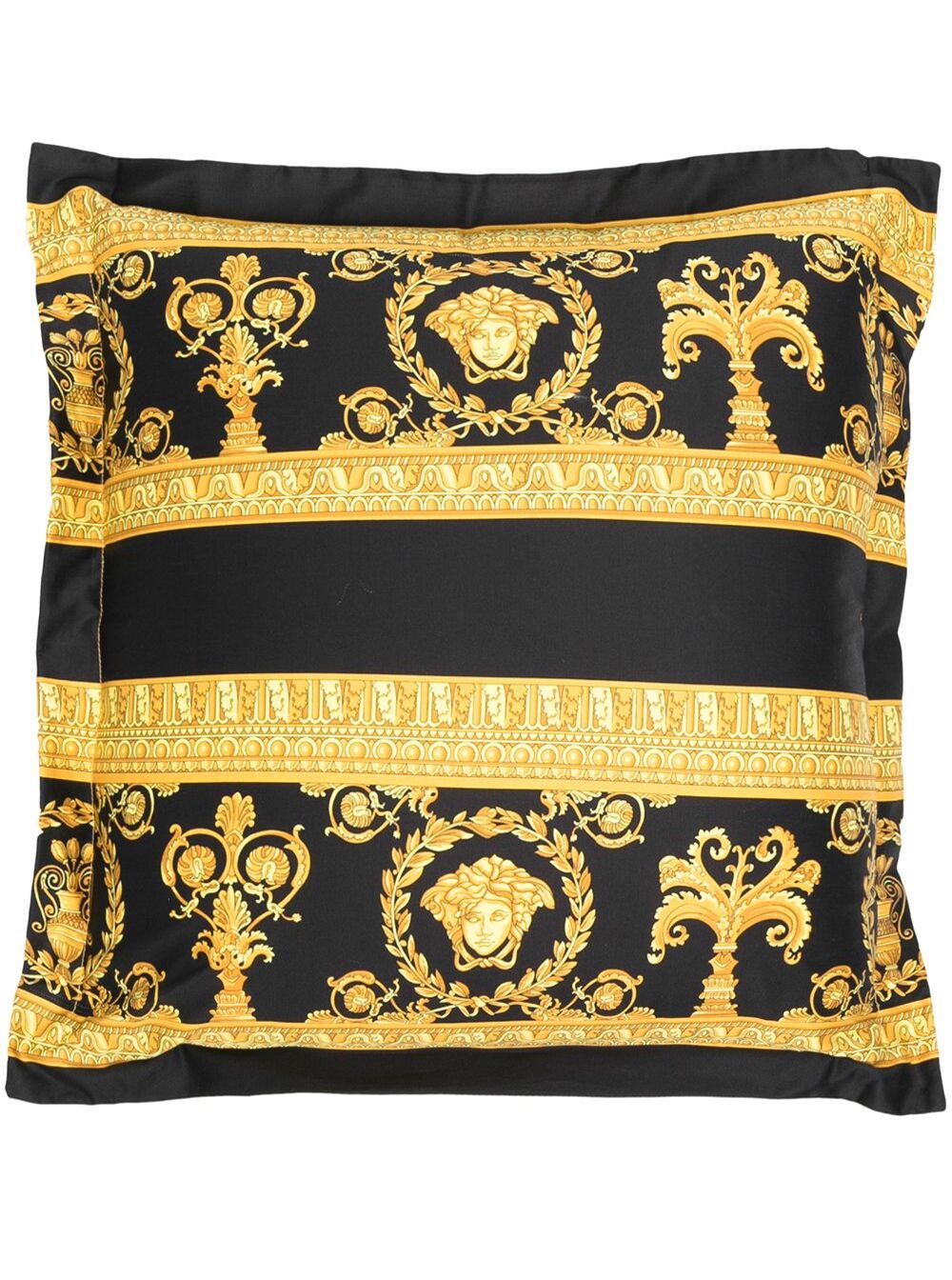Gold And Black Pillow Cotton With Baroque Print White/black Cushions