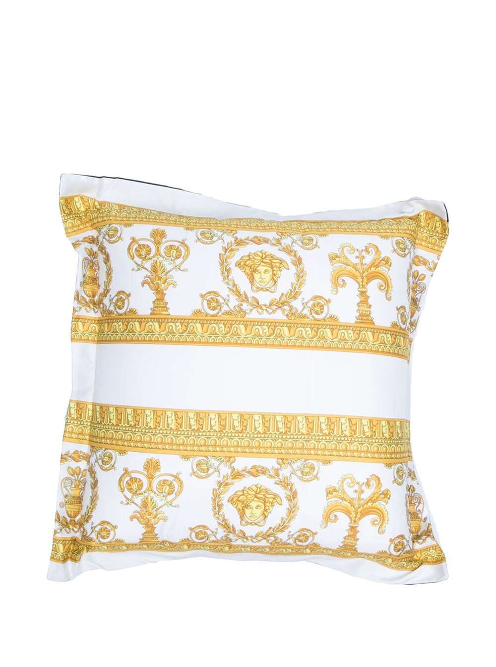 Gold And Black Pillow Cotton With Baroque Print White/black Cushions