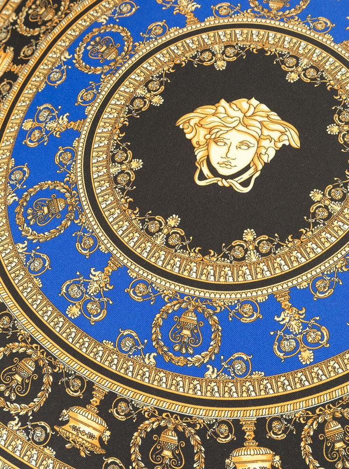 Gold, Black And Blue Pillow Silk Synthetic Fibers With Baroque Print Blu Cushions